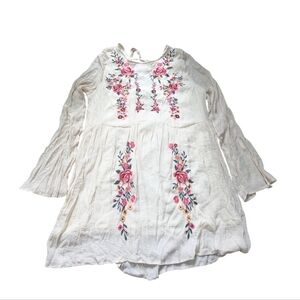 UMGEE Embroidered Tunic Dress Large Floral Boho Peasant Top Bell Sleeve